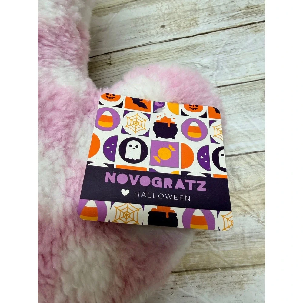 Novogratz Halloween Pink Checkered Ghost Plush Decorative Pillow New